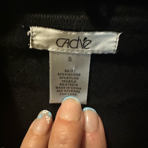 Cache Black cropped open cardigan sweater Small - Picture 2 of 5